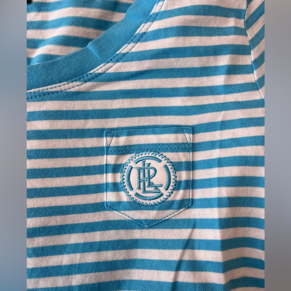 Lauren Active Ralph Lauren Blue Striped Shirt Womens size Small - Picture 3 of 5